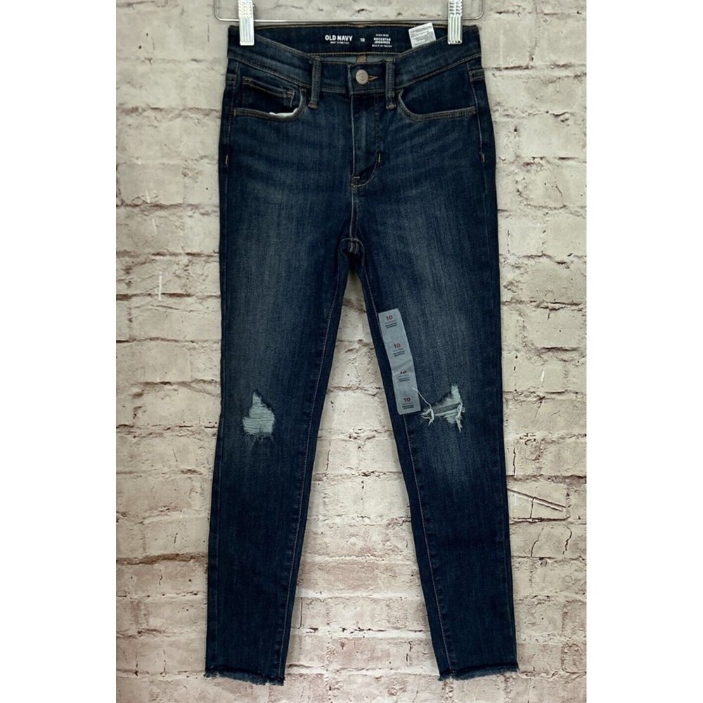 Old Navy Jeans Girls Rockstar Jegging High Rise 360 Stretch Raw Hem Distressed
